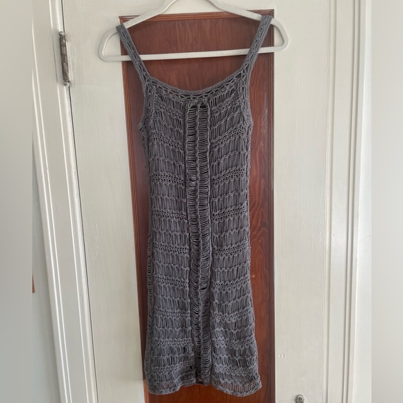 90s dark green knit midi tank dress - Picture 2 of 5